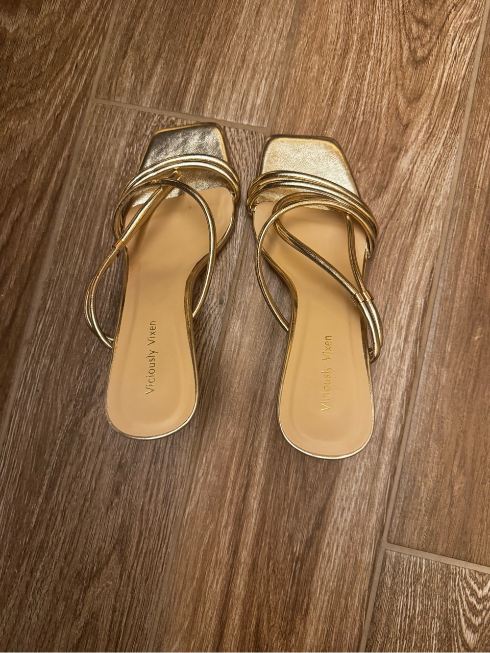 Viciously Vixen Women's Strappy Square Toe Sandals - Gold, Size 8
